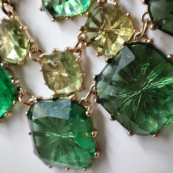 Green Yellow Starburst Atomic 1960s Lucite Plastic Vintage Necklace Reproduction - Picture 9 of 12